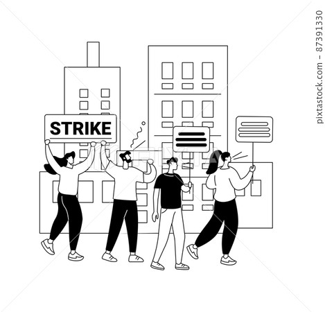 Strike action abstract concept vector illustration. 87391330