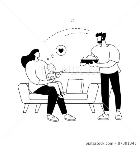 Father supports mother abstract concept vector illustration. Father supports mother abstract concept vector illustration. 87391343