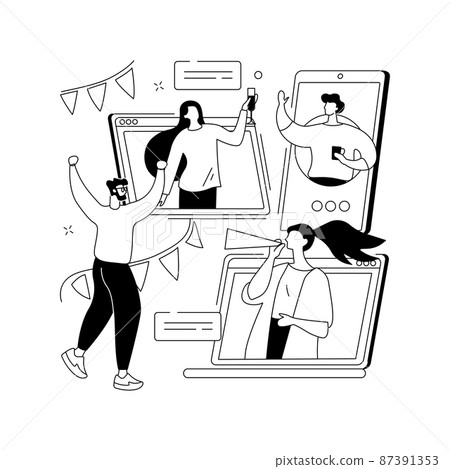 Self-isolation party abstract concept vector illustration. Self-isolation party abstract concept vector illustration. 87391353