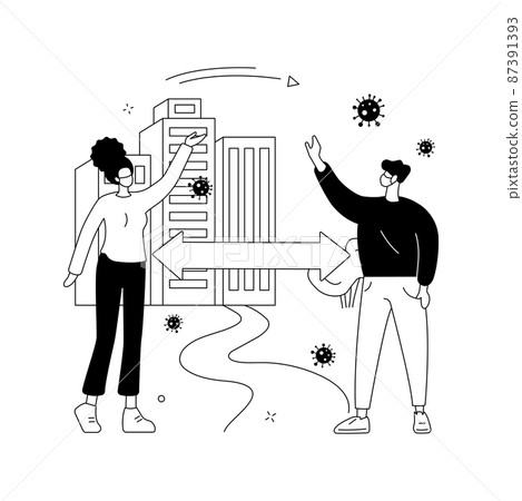 Social distancing abstract concept vector illustration. Social distancing abstract concept vector illustration. 87391393