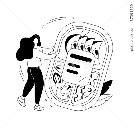 Assorted snack pack abstract concept vector illustration. 87391569