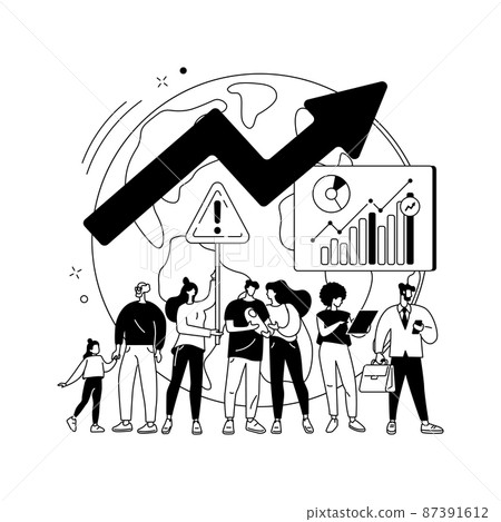 Population growth abstract concept vector illustration. 87391612