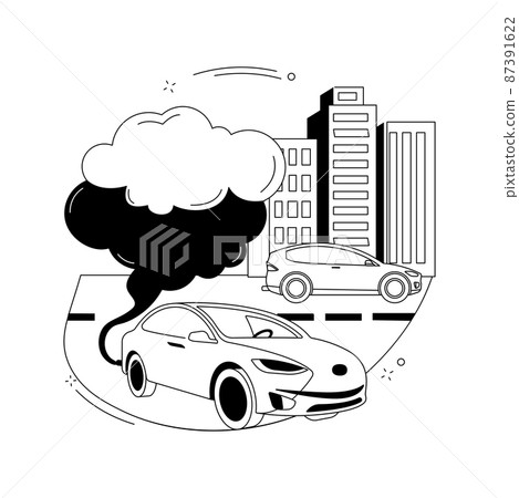 Motor vehicle pollution abstract concept vector illustration. Motor vehicle pollution abstract concept vector illustration. 87391622