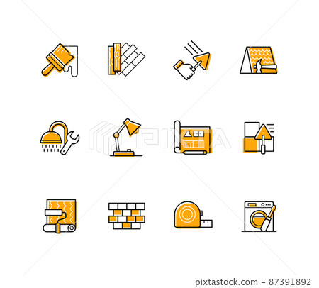 Construction and building - modern line design style icons set Construction and building - modern line design style icons set 87391892