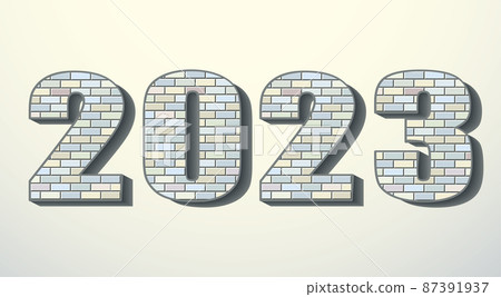 Vector font build out of red bricks. New Year numerals isolated on white background Vector font build out of red bricks. New Year numerals isolated on white background 87391937
