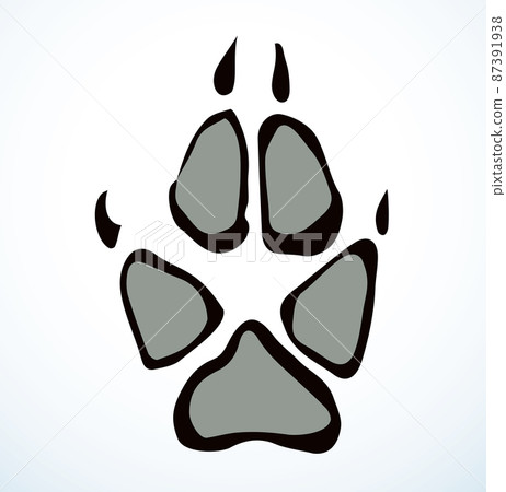 Dog foot print. Vector drawing Dog foot print. Vector drawing 87391938