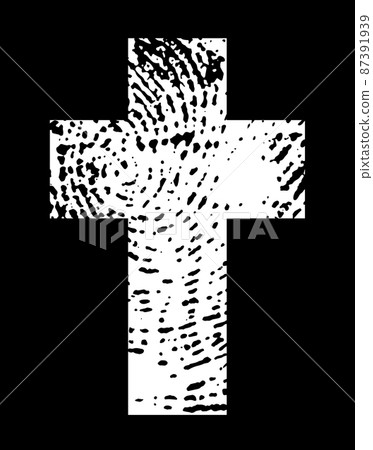 Fingerprint Cross. Vector drawing black pattern Fingerprint Cross. Vector drawing black pattern 87391939