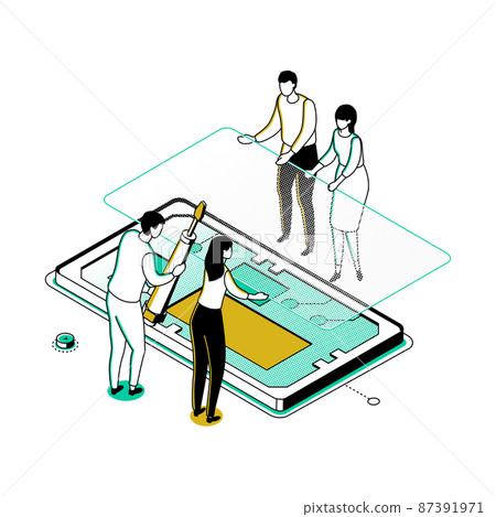 Mobile repair service - modern line isometry design style illustration 87391971