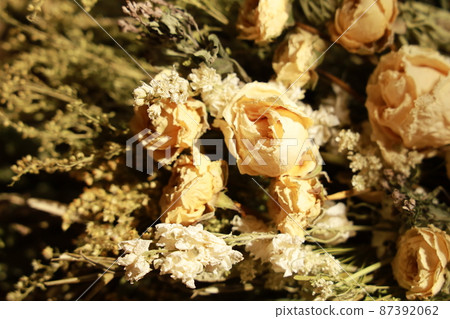 乾花和玫瑰花束 乾花和玫瑰花束 87392062