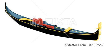Gondola icon. Traditional Venetian black rowing boat 87392552