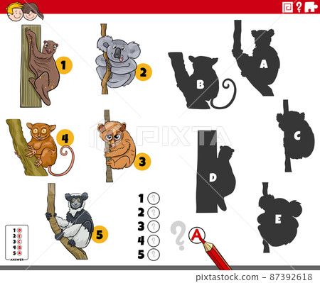 shadows game with cartoon animal characters 87392618