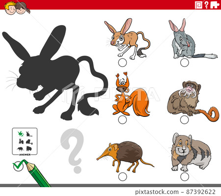 shadow game with cartoon animal characters - Stock Illustration ...