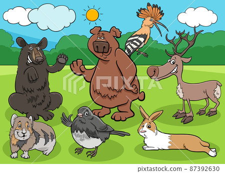 cartoon wild animals characters group 87392630