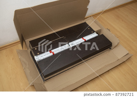 Dark chest of drawers in a box. Step-by-step instructions for assembling a chest of drawers dark wood 87392721