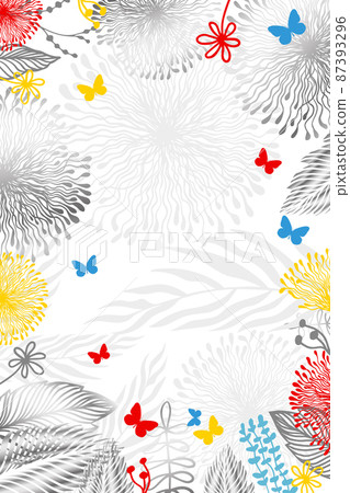 Flower frame for text with butterflies. Postcard from March 8. Vector illustration Flower frame for text with butterflies. Postcard from March 8. Vector illustration 87393296