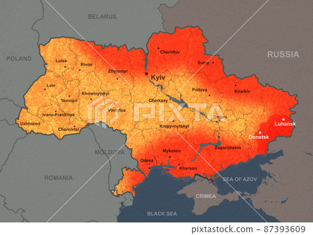 War in Ukraine concept, Russian invasion on military-political map War in Ukraine concept, Russian invasion on military-political map 87393609