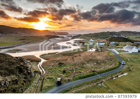 Aerial view of Glen Bay in Glencolumbkille in County Donegal, Republic of Irleand Aerial view of Glen Bay in Glencolumbkille in County Donegal, Republic of Irleand 87393979