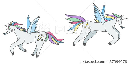 unicorns are fabulous animals with bright mane new 87394078