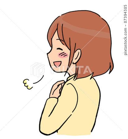 一個女人向左看並鬆了一口氣的插圖 一個女人向左看並鬆了一口氣的插圖 87394385