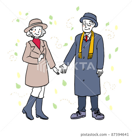 Illustrations of senior men and women enjoying fashion 87394641