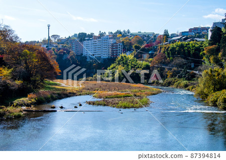 樹之城 仙台 晚秋 廣瀨川 禦里屋橋 紫芝坂下游 通往右岸向山 87394814