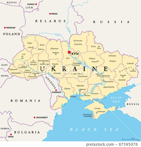 Ukraine, administrative divisions, political... - Stock Illustration ...