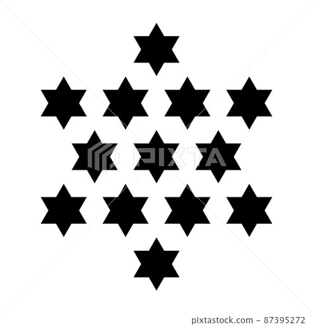 Thirteen stars. 13 hexagrams forming a centered, six-pointed star, such as the Star of David. Symbol, used in the Great Seal of the USA, and also a star number or centered figurate number in geometry. Thirteen stars. 13 hexagrams forming a centered, six-pointed star, such as the Star of David. Symbol, used in the Great Seal of the USA, and also a star number or centered figurate number in geometry. 87395272