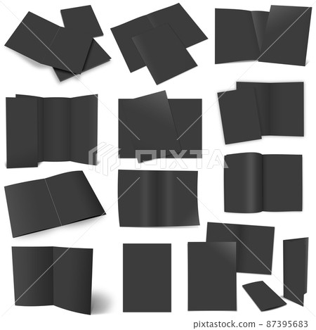 Thirteen black brochures for layouts and presentation design. Thirteen black brochures for layouts and presentation design. 87395683