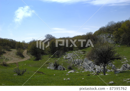 Beautiful view of the rocks and fields. Nature of central Crimea Beautiful view of the rocks and fields. Nature of central Crimea 87395762