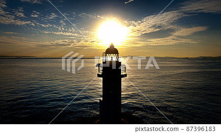 可以用作牆紙的日落和燈塔 87396183
