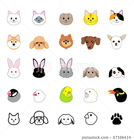 Cat, dog, rabbit and bird icon set - Stock Illustration [87396414] - PIXTA