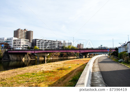 City of Trees Sendai Late Autumn Hirose River Promenade on the right bank and Atago Bridge City of Trees Sendai Late Autumn Hirose River Promenade on the right bank and Atago Bridge 87396419