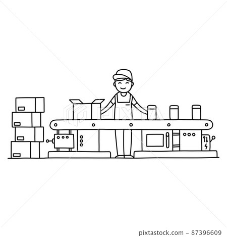 belt conveyor doodle icon, vector color line illustration belt conveyor doodle icon, vector color line illustration 87396609