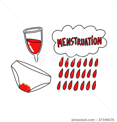 menstruation set doodle icons, vector color line illustration menstruation set doodle icons, vector color line illustration 87396676