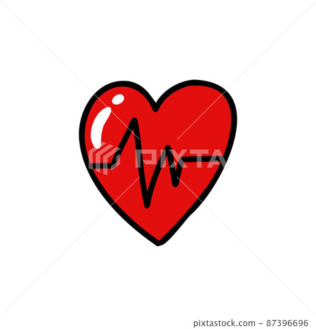 heart with cardiac rhythm doodle icon, vector color line illustration heart with cardiac rhythm doodle icon, vector color line illustration 87396696