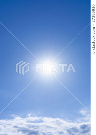 太陽耀斑、清新的藍天和雲彩的背景材料_wide_11 87396930