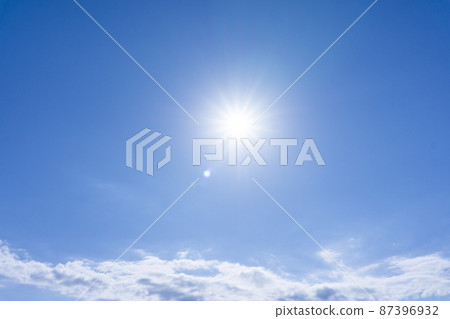 Background material of solar flare, refreshing blue sky and clouds_wide_13 87396932