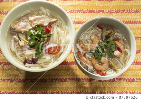 Chicken pho and seafood pho Chicken pho and seafood pho 87397626