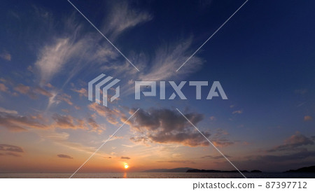 Evening sky where various clouds dynamically changed, super wide angle, 220228pm, sky subject Evening sky where various clouds dynamically changed, super wide angle, 220228pm, sky subject 87397712