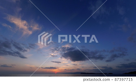 Evening sky where various clouds dynamically changed, super wide angle, 220228pm, sky subject Evening sky where various clouds dynamically changed, super wide angle, 220228pm, sky subject 87397715