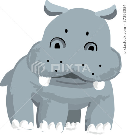Illustration of a cute hippo standing 87398084