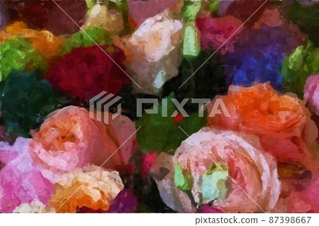 Abstract beautiful oil painting rose flower Abstract beautiful oil painting rose flower 87398667