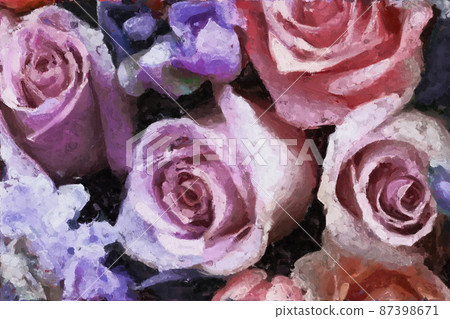 Abstract beautiful oil painting rose flower 87398671