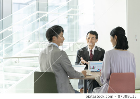 Middle-aged couple and salesman shooting cooperation "LINK FOREST" 87399113