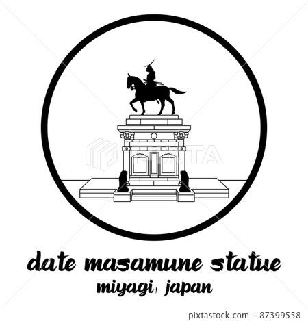 Circle Icon line Date Masamune Statue. vector illustration Circle Icon line Date Masamune Statue. vector illustration 87399558