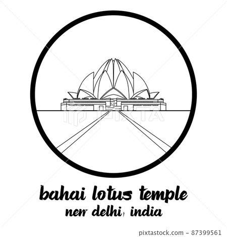 Circle Icon line Bahai Lotus Temple. vector illustration 87399561