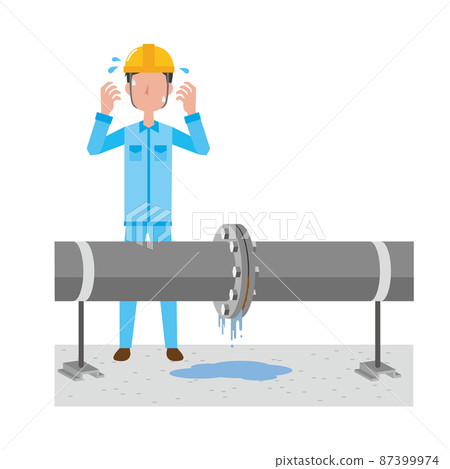 工人因管道漏水而著急 工人因管道漏水而著急 87399974