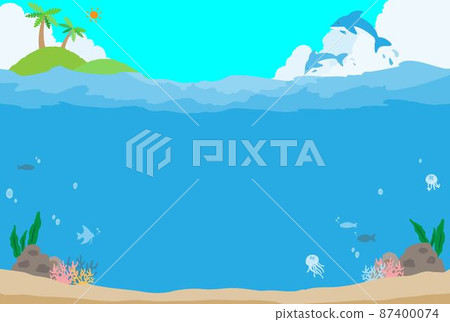 水下和海豚的簡單手繪插圖 水下和海豚的簡單手繪插圖 87400074