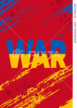 Vertical background war in Ukraine. Ukraine flag with blood and text war concept vector illustration. 87400289