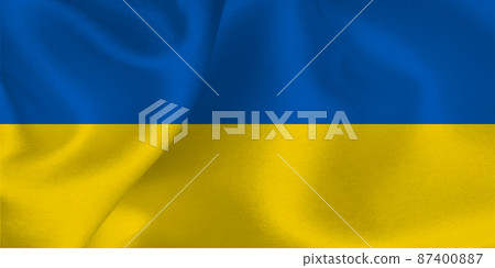 Ukrainian flag silk background 87400887